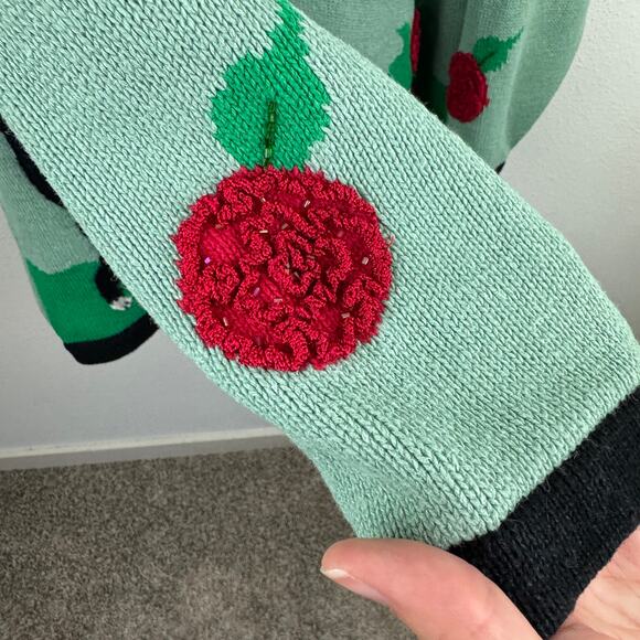 Storybook Knits Green Cats & Roses Cardigan - Picture 4 of 9